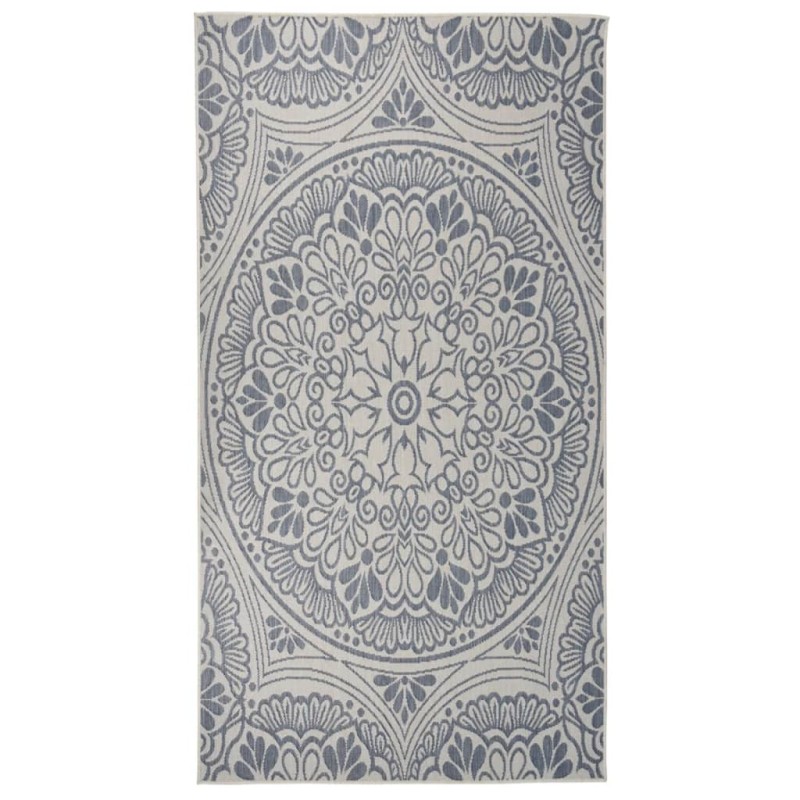 vidaXL Alfombra de exterior de tejido plano rayas azules 80x150 cm