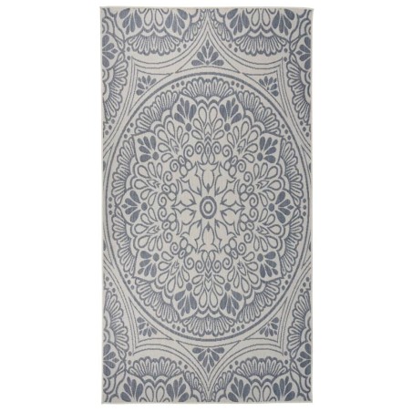 vidaXL Alfombra de exterior de tejido plano rayas azules 80x150 cm