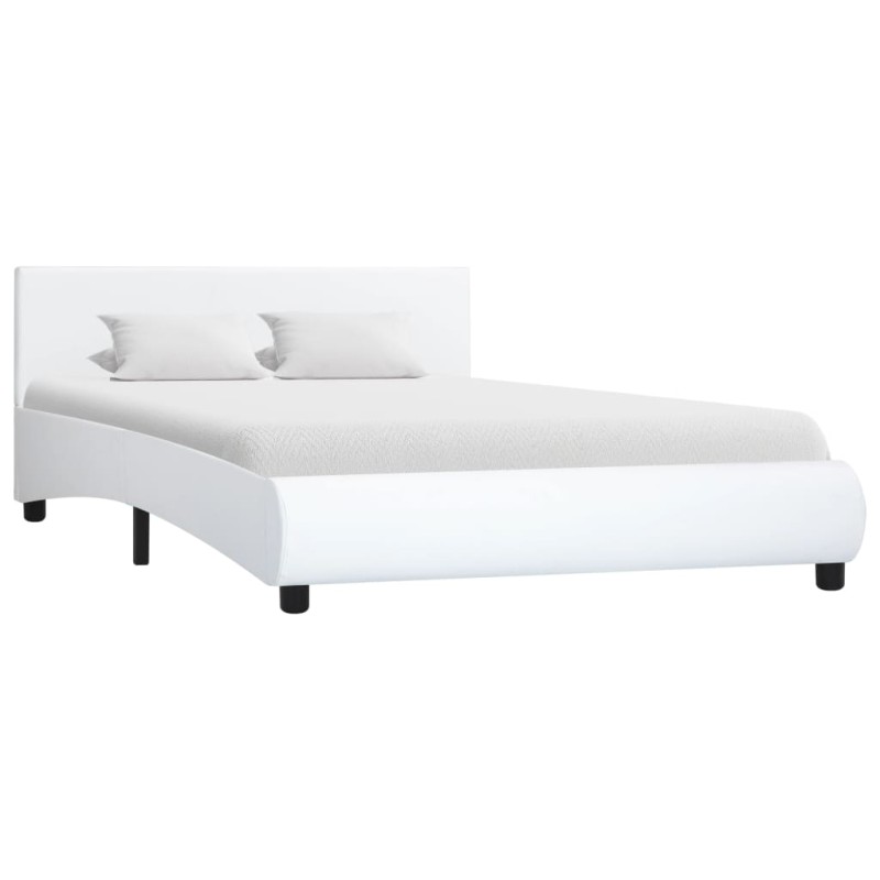 vidaXL Estructura de cama de cuero sintético blanco 120x200 cm
