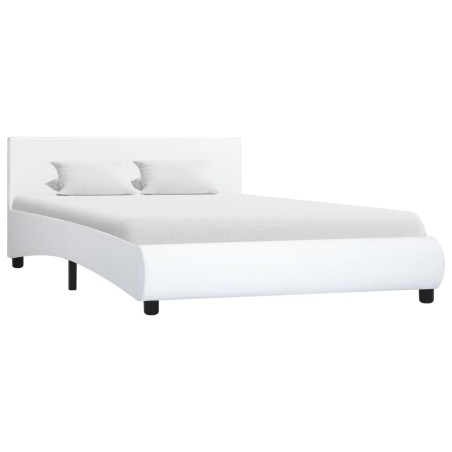 vidaXL Estructura de cama de cuero sintético blanco 120x200 cm