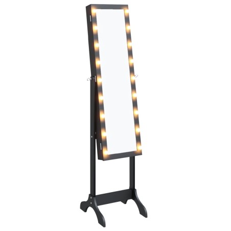 vidaXL Espejo de pie con LED negro 34x37x146 cm