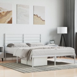 vidaXL Estructura de cama de metal con cabecero blanca 150x200 cm