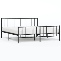 vidaXL Estructura de cama cabecero y pie de cama metal negro 193x203cm