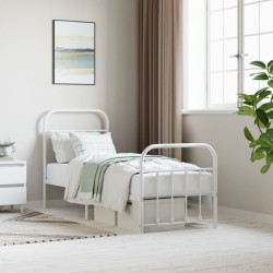 vidaXL Estructura cama metal con cabecero y pie cama blanca 75x190 cm