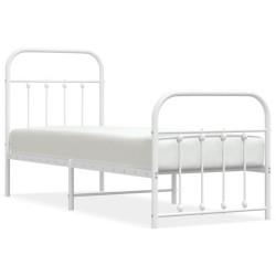 vidaXL Estructura cama metal con cabecero y pie cama blanca 75x190 cm