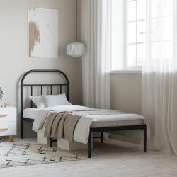 vidaXL Estructura de cama con cabecero metal negro 75x190 cm