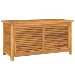 vidaXL Caja de almacenaje de jardín con bolsa teca maciza 114x50x58 cm