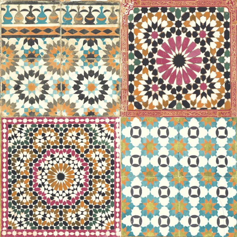 DUTCH WALLCOVERINGS Papel pintado azulejos árabes multicolor DUTCH WALLCOVERINGS Papel pintado azulejos árabes multicolor