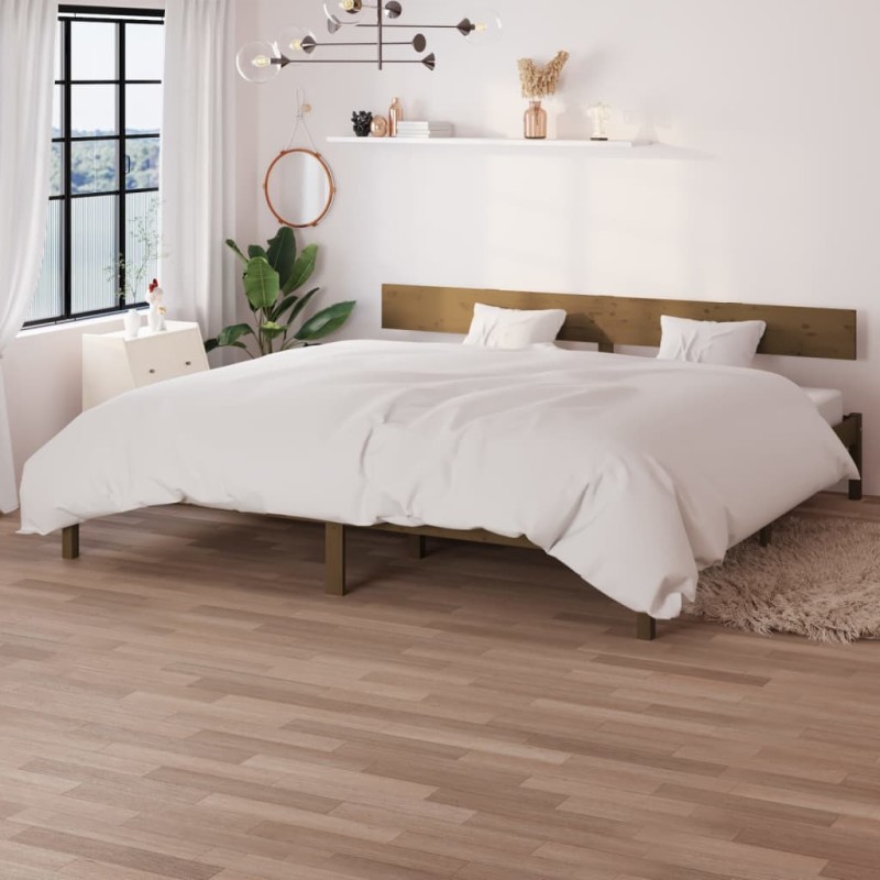 vidaXL Estructura de cama madera maciza de pino marrón 180x200 cm vidaXL Estructura de cama madera maciza de pino marrón 180x200 cm