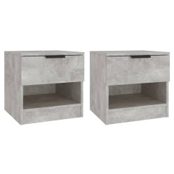 vidaXL Mesita de noche 2 uds madera contrachapada gris hormigón