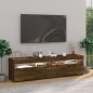 vidaXL Mueble de TV con luces LED 2 uds roble ahumado 75x35x40 cm