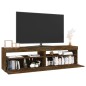 vidaXL Mueble de TV con luces LED 2 uds roble ahumado 75x35x40 cm