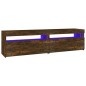 vidaXL Mueble de TV con luces LED 2 uds roble ahumado 75x35x40 cm