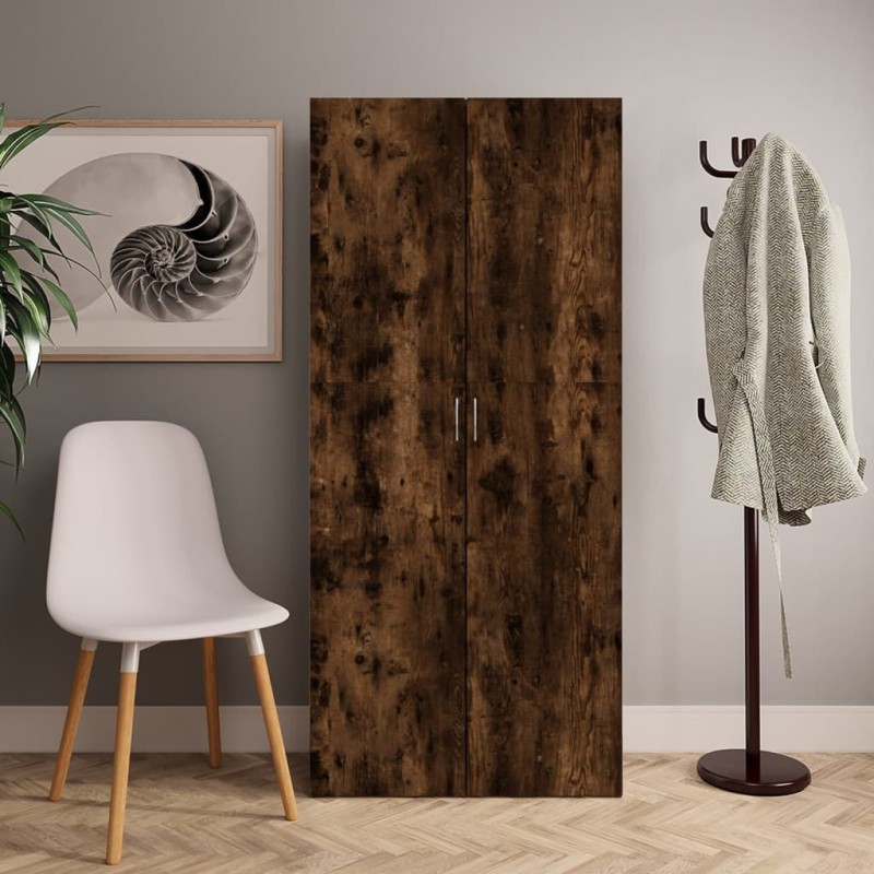 vidaXL Mueble zapatero madera contrachapada roble humo 80x35,5x180 cm vidaXL Mueble zapatero madera contrachapada roble humo 80x35,5x180 cm