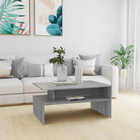 vidaXL Mesa de centro madera contrachapada gris Sonoma 90x60x42,5 cm