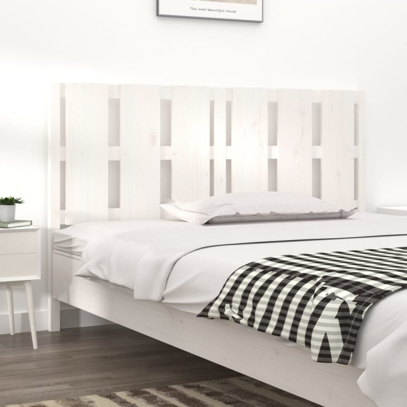 vidaXL Cabecero de cama madera maciza de pino blanco 155,5x4x100 cm vidaXL Cabecero de cama madera maciza de pino blanco 155,5x4x100 cm
