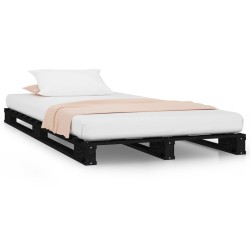 vidaXL Estructura de cama madera maciza de pino negro 90x200 cm
