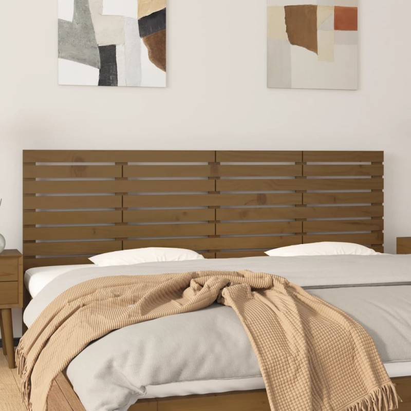 vidaXL Cabecero cama pared madera maciza pino marrón miel 206x3x63 cm vidaXL Cabecero cama pared madera maciza pino marrón miel 206x3x63 cm