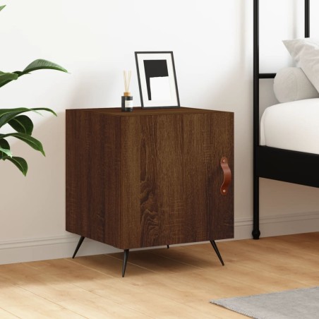 vidaXL Mesita de noche madera de ingeniería marrón roble 40x40x50 cm