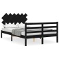 vidaXL Estructura cama de matrimonio con cabecero madera maciza negro