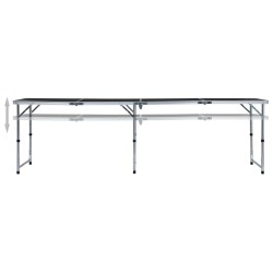 vidaXL Mesa de camping plegable de aluminio gris 240x60 cm