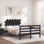 vidaXL Estructura cama de matrimonio con cabecero madera maciza negro