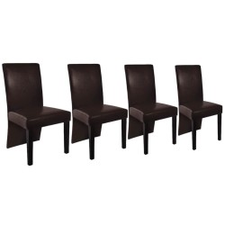 vidaXL Sillas de comedor 4 unidades cuero sintético marrón oscuro