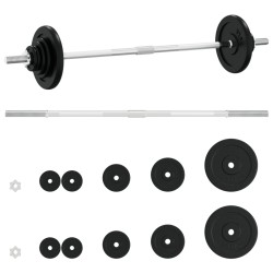 vidaXL Juego de barra con discos 30 kg hierro fundido