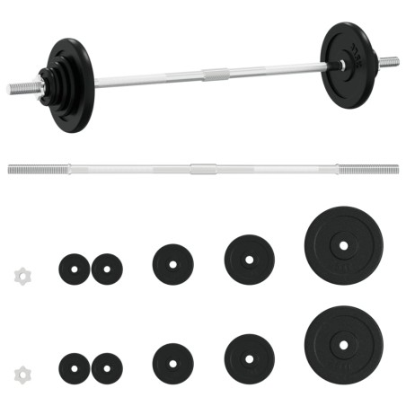 vidaXL Juego de barra con discos 30 kg hierro fundido