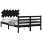 vidaXL Estructura cama de matrimonio con cabecero madera maciza negro