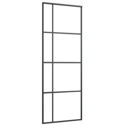 vidaXL Puerta corredera ESG vidrio y aluminio negra 76x205cm