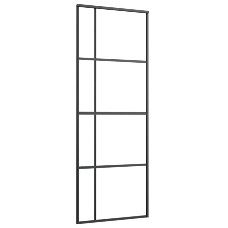 vidaXL Puerta corredera ESG vidrio y aluminio negra 76x205cm