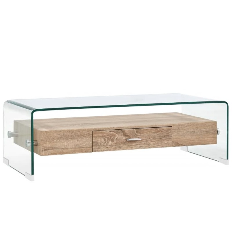 vidaXL Mesa de centro de vidrio templado transparente 98x45x31 cm vidaXL Mesa de centro de vidrio templado transparente 98x45x31 cm