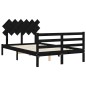 vidaXL Estructura cama de matrimonio con cabecero madera maciza negro