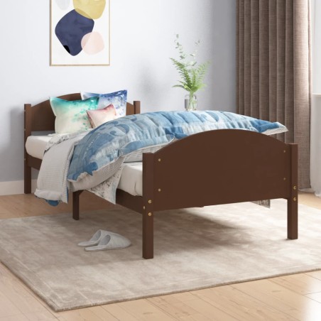vidaXL Estructura de cama madera maciza pino marrón oscuro 90x200 cm