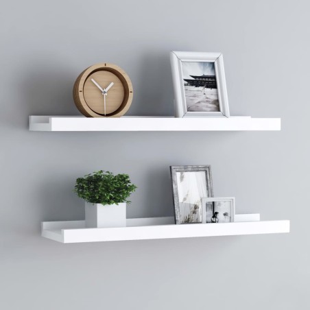 vidaXL Repisa para marcos de fotos 2 uds MDF blanco 40x9x3 cm