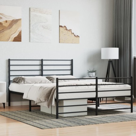 vidaXL Estructura de cama cabecero y pie de cama metal negro 150x200cm