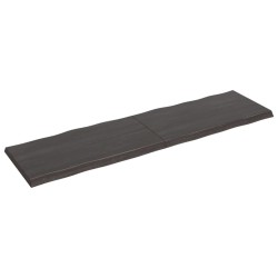 vidaXL Tablero mesa madera tratada borde vivo marrón 220x60x(2-6) cm