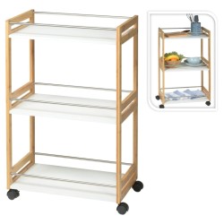 Excellent Houseware Carrito de cocina con 3 estantes bambú