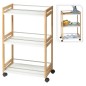 Excellent Houseware Carrito de cocina con 3 estantes bambú Excellent Houseware Carrito de cocina con 3 estantes bambú