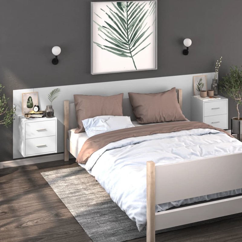 vidaXL Mesitas de noche de pared 2 unidades blancas vidaXL Mesitas de noche de pared 2 unidades blancas