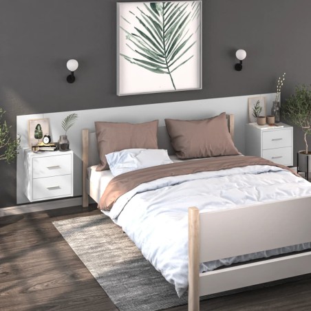 vidaXL Mesitas de noche de pared 2 unidades blancas