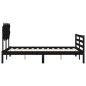 vidaXL Estructura cama de matrimonio con cabecero madera maciza negro