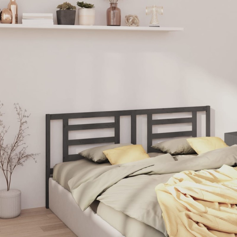 vidaXL Cabecero de cama madera maciza de pino gris 156x4x100 cm vidaXL Cabecero de cama madera maciza de pino gris 156x4x100 cm