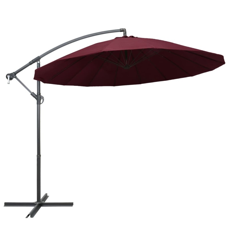 vidaXL Sombrilla colgante con palo de aluminio color borgoña 3 m vidaXL Sombrilla colgante con palo de aluminio color borgoña 3 m