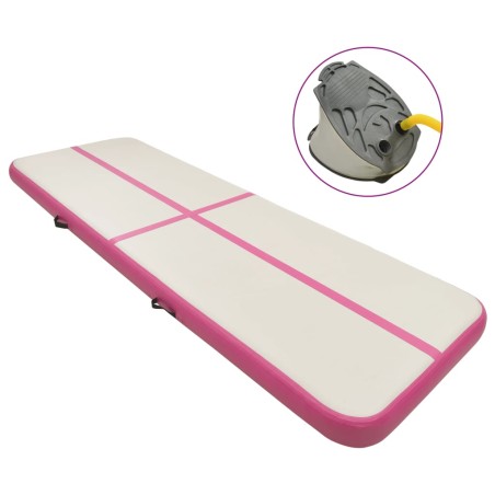 vidaXL Esterilla inflable de gimnasia con bomba PVC rosa 400x100x15 cm