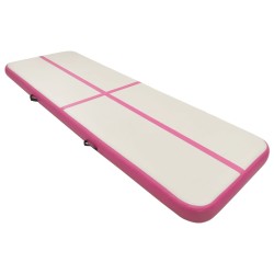 vidaXL Esterilla inflable de gimnasia con bomba PVC rosa 400x100x15 cm
