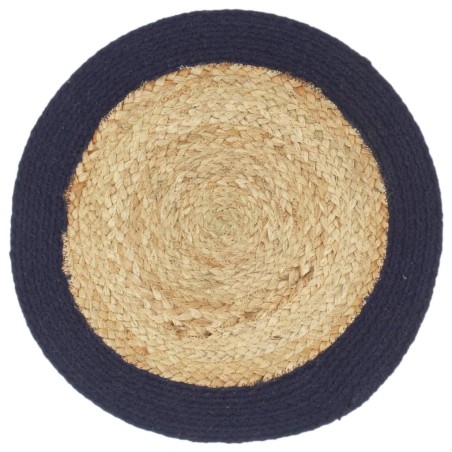 vidaXL Mantel individual 6 uds yute y algodón natural azul marino 38cm