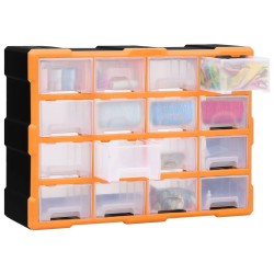 vidaXL Organizador multicajones con 16 cajones medianos 52x16x37 cm