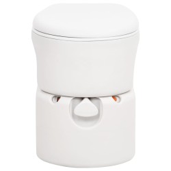 vidaXL Inodoro de camping integrado HDPE y esmalte blanco 24+17 L 